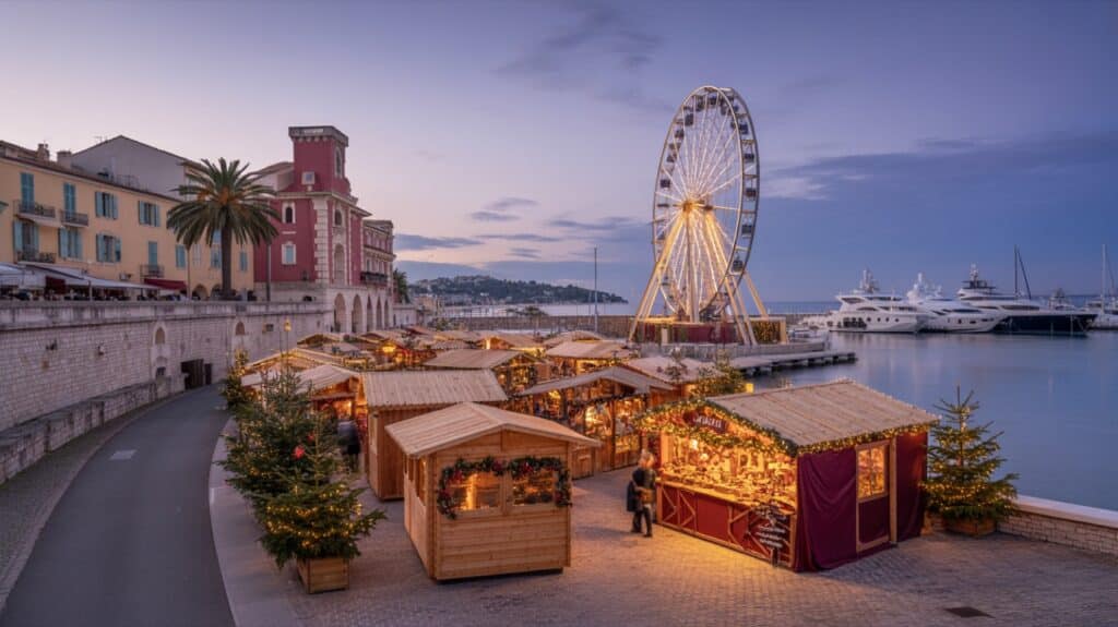 Marché de Noël d'Antibes dans la vieille ville près du port Vauban
