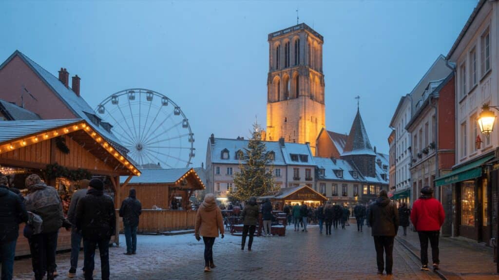 Marché de Noël de Douai dans la cour de l'hôtel de ville